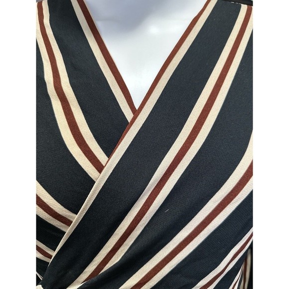 Zara Basic Collection Womens Blouse Wrap Size XS Red Blue Cream Tie Front - Picture 8 of 8